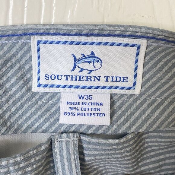 Southern Tide Mens Size 35 Gray Seersucker Skipjack Chino Shorts - Picture 10 of 12